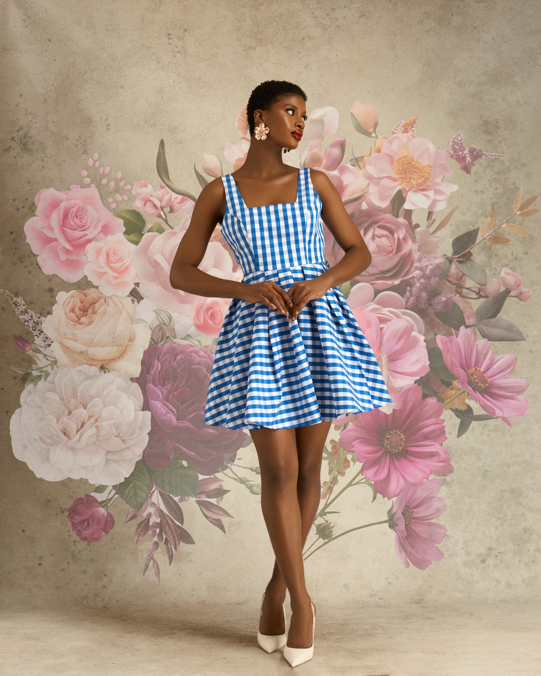 DOROTHY GINGHAM Cotton Blend Dress In Blue