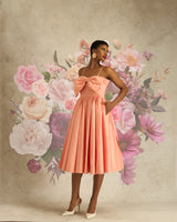 JACINTA BOW DRESS-PEACH