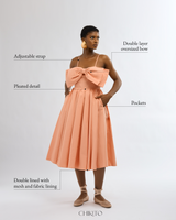 JACINTA BOW DRESS-PEACH