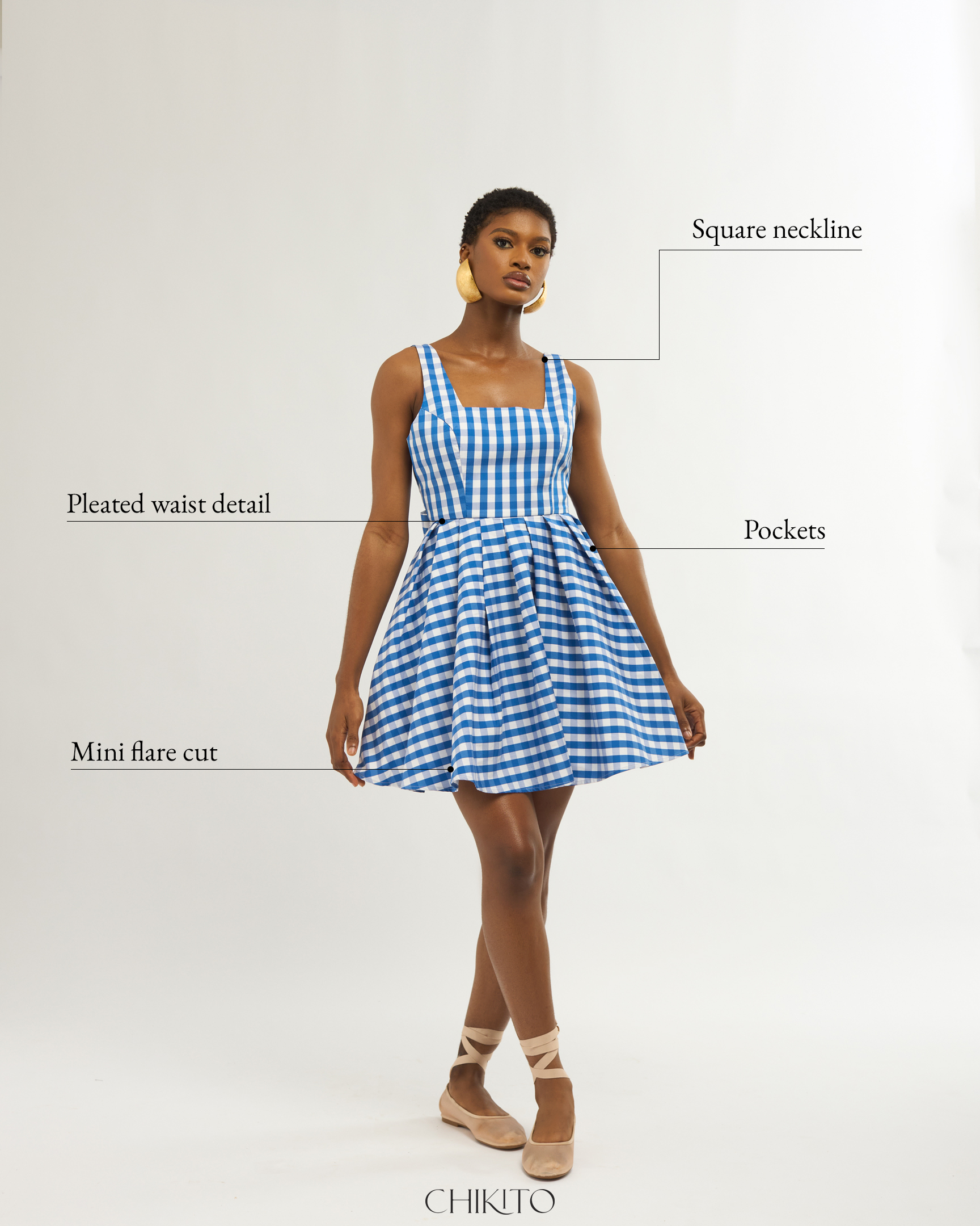 DOROTHY GINGHAM Cotton Blend Dress In Blue