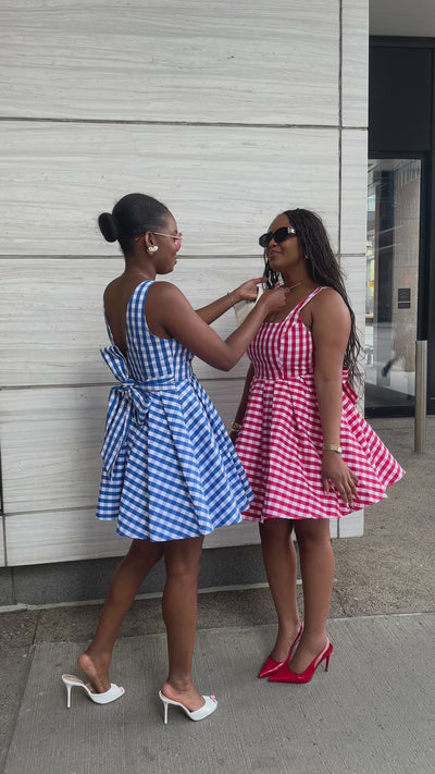 DOROTHY GINGHAM Cotton Blend Dress In Blue US 4