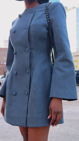 Toni Mini Denim Flared Sleeve Dress In Blue