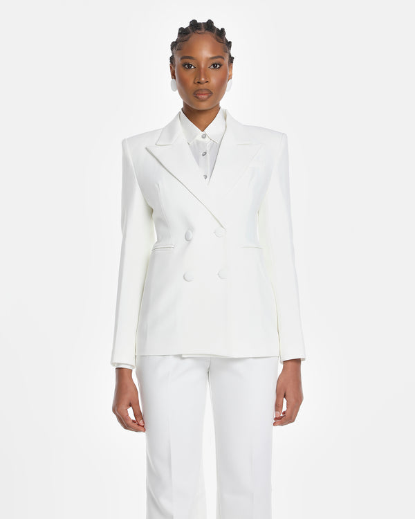 Chikito  Classic Tailored Blazer In White
